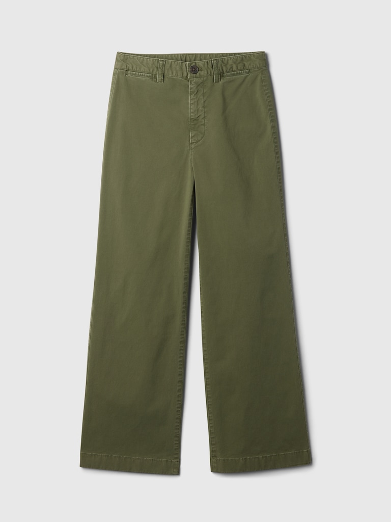 High Rise Stride Wide-Leg Ankle Khakis