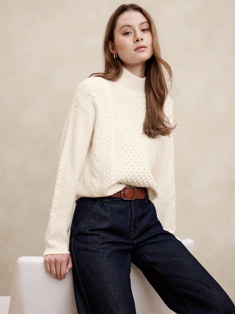 Cable Turtleneck Sweater