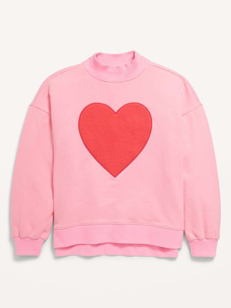 Chandail long en jersey bouclette à col montant pour fille