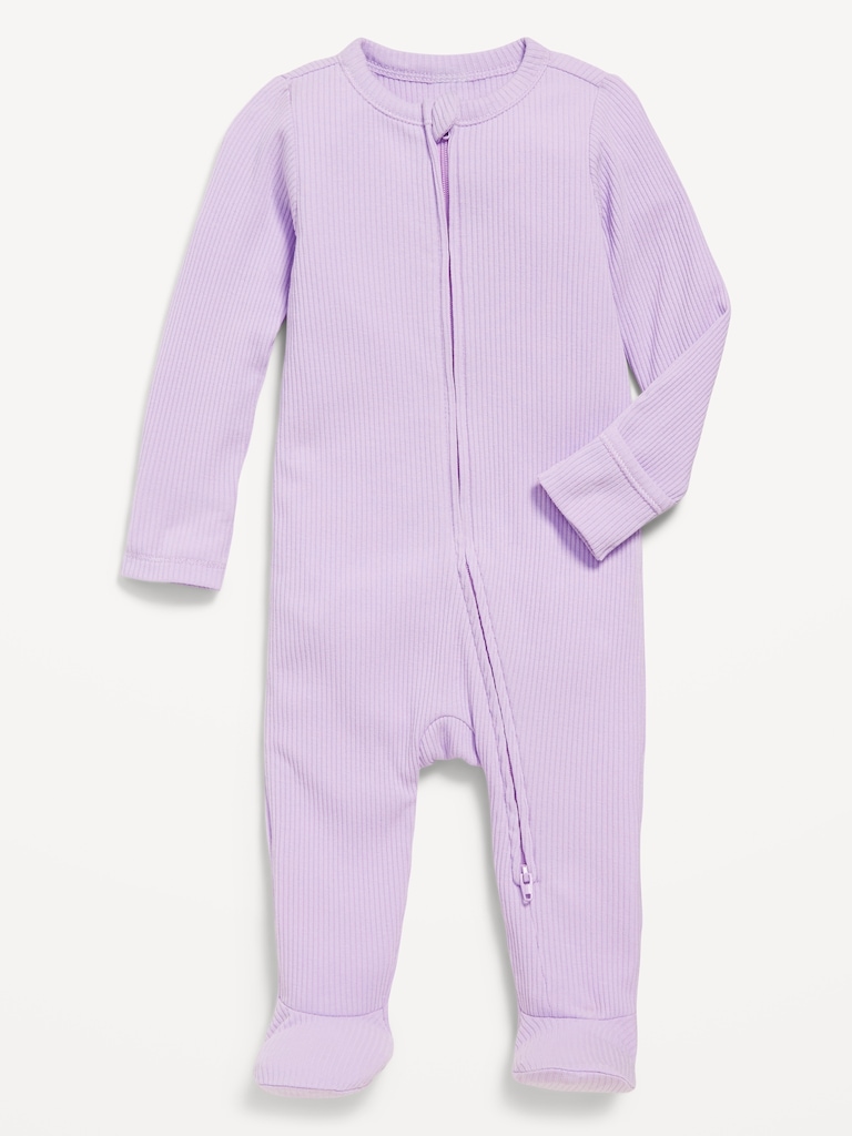 Ribbed 2-Way-Zip Sleep & Play Footed One-Piece for Baby