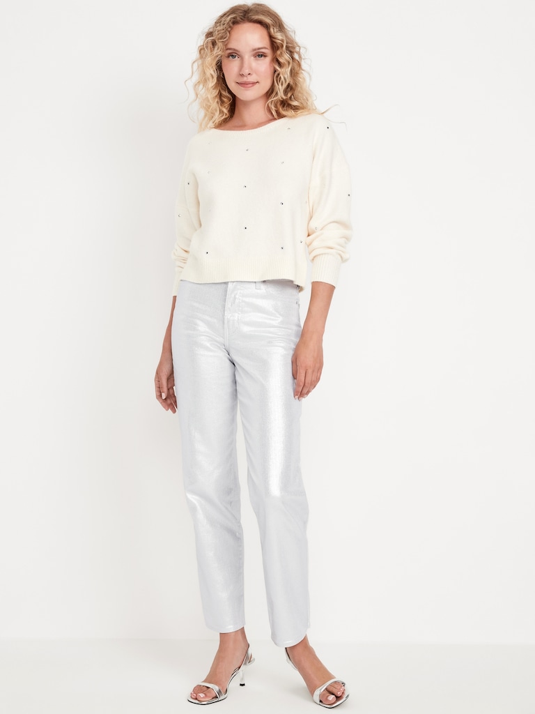 High-Waisted Silver Shine OG Loose Jeans