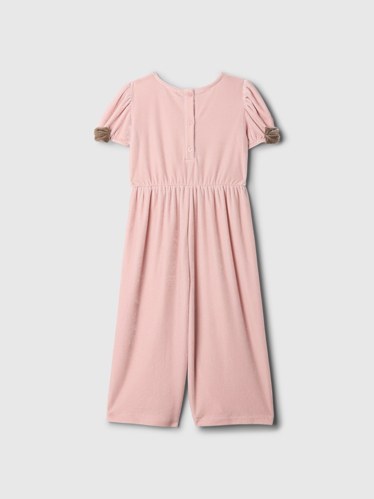 Baby & Toddler Velour Bow-Sleeve Jumpsuit