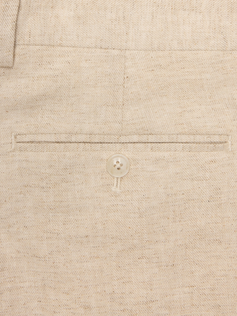 Herringbone Cotton-Linen Slim Suit Pant