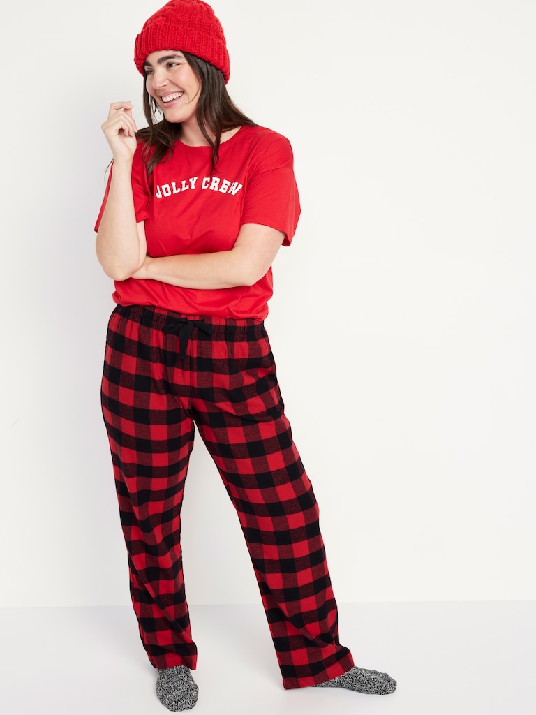 Mid-Rise Flannel Pajama Pants for Women