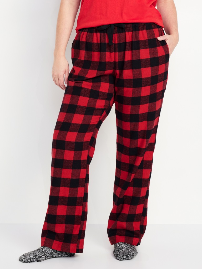 Mid-Rise Flannel Pajama Pants for Women