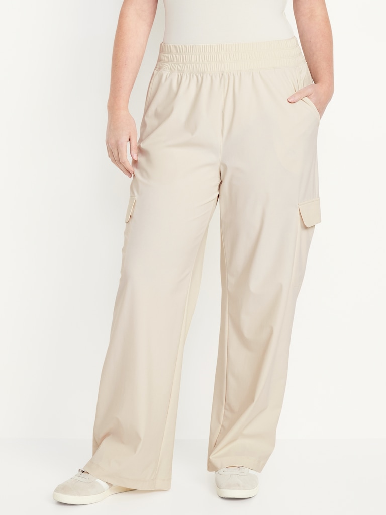 High-Waisted SleekTech Wide-Leg Cargo Pants
