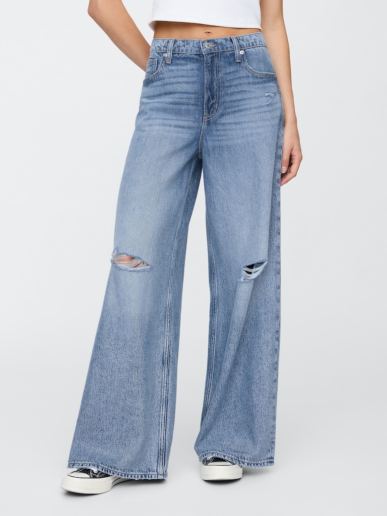 Mid Rise Destructed SuperSoft Baggy Jeans