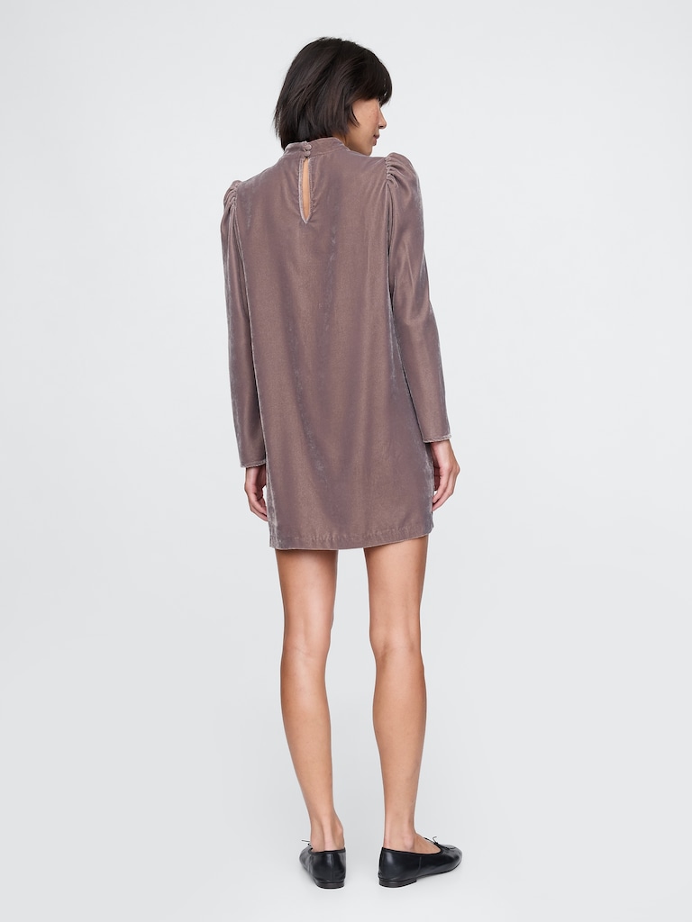 Recycled Velvet Puff-Sleeve Mini Dress