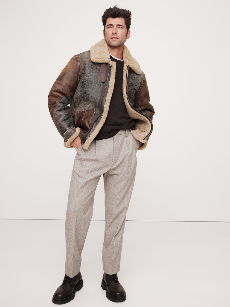 Wool-Blend Pleated Pant
