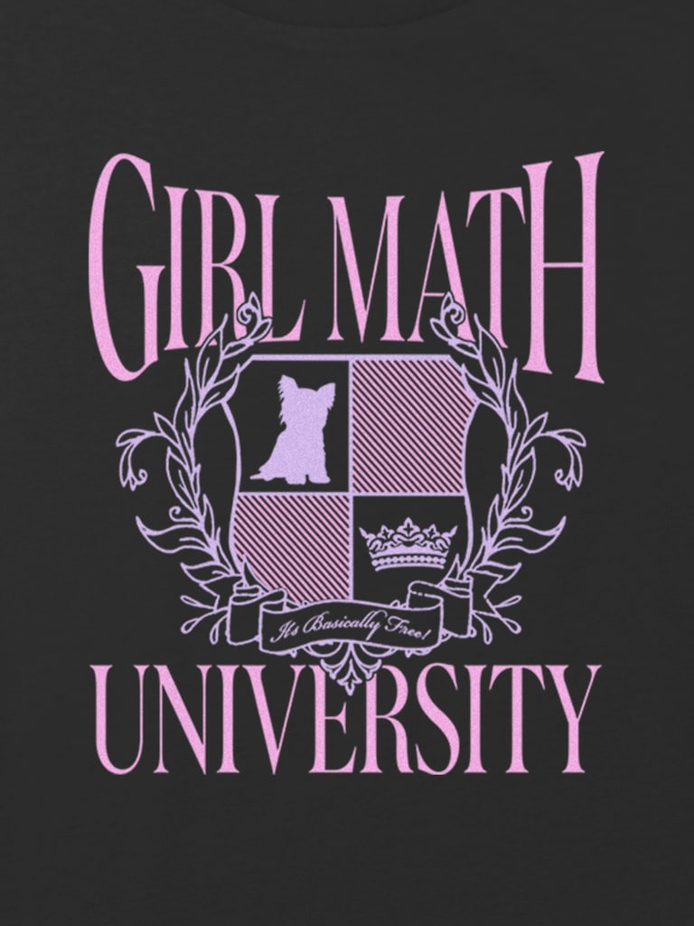 Kids Girl Math University Graphic Boxy Crop Tee
