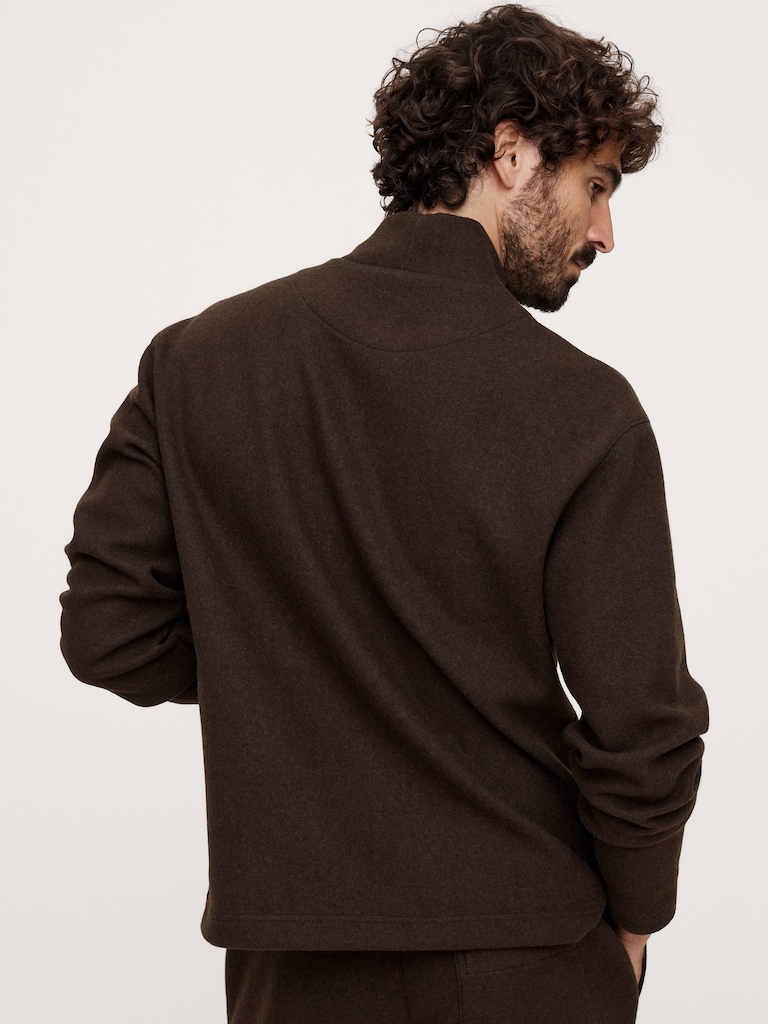 Brushed Mock-Neck Sweatshirt with Wool