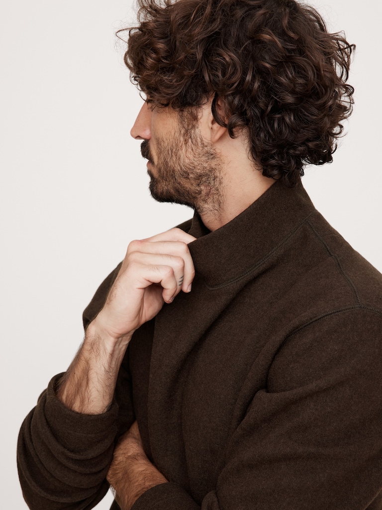 Brushed Mock-Neck Sweatshirt with Wool