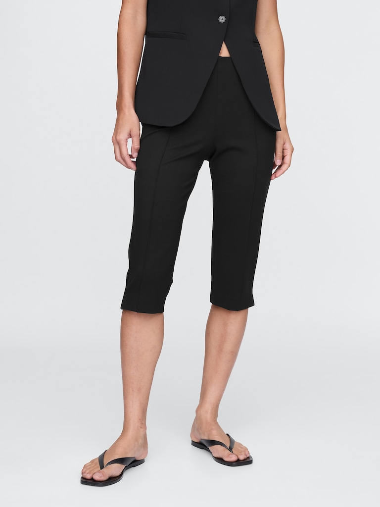 High Rise Double Knit Capris