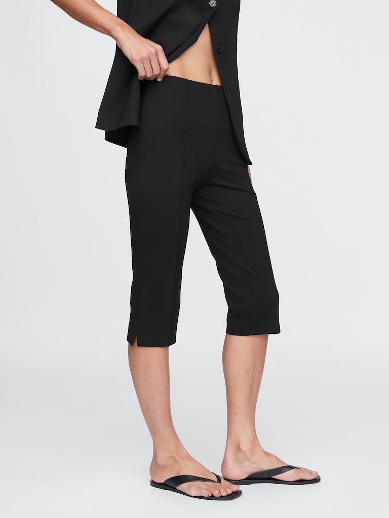 High Rise Double Knit Capris