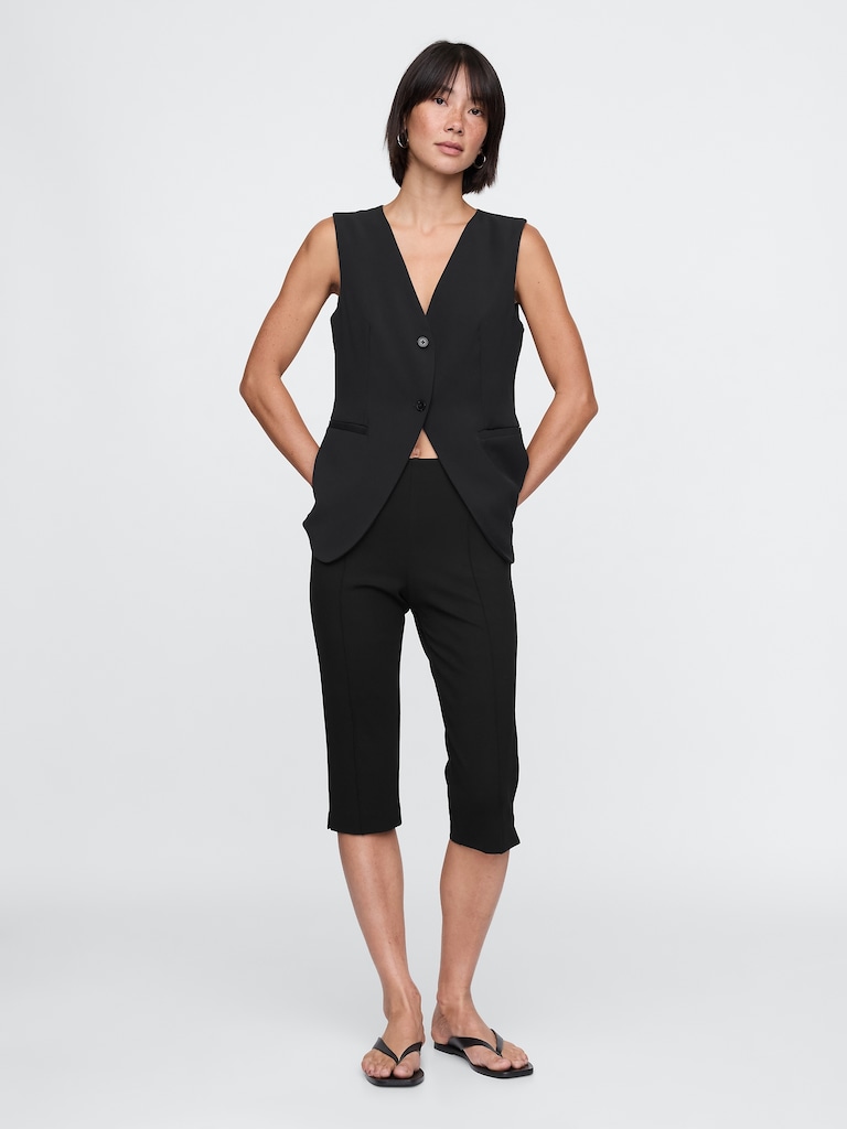 High Rise Double Knit Capris