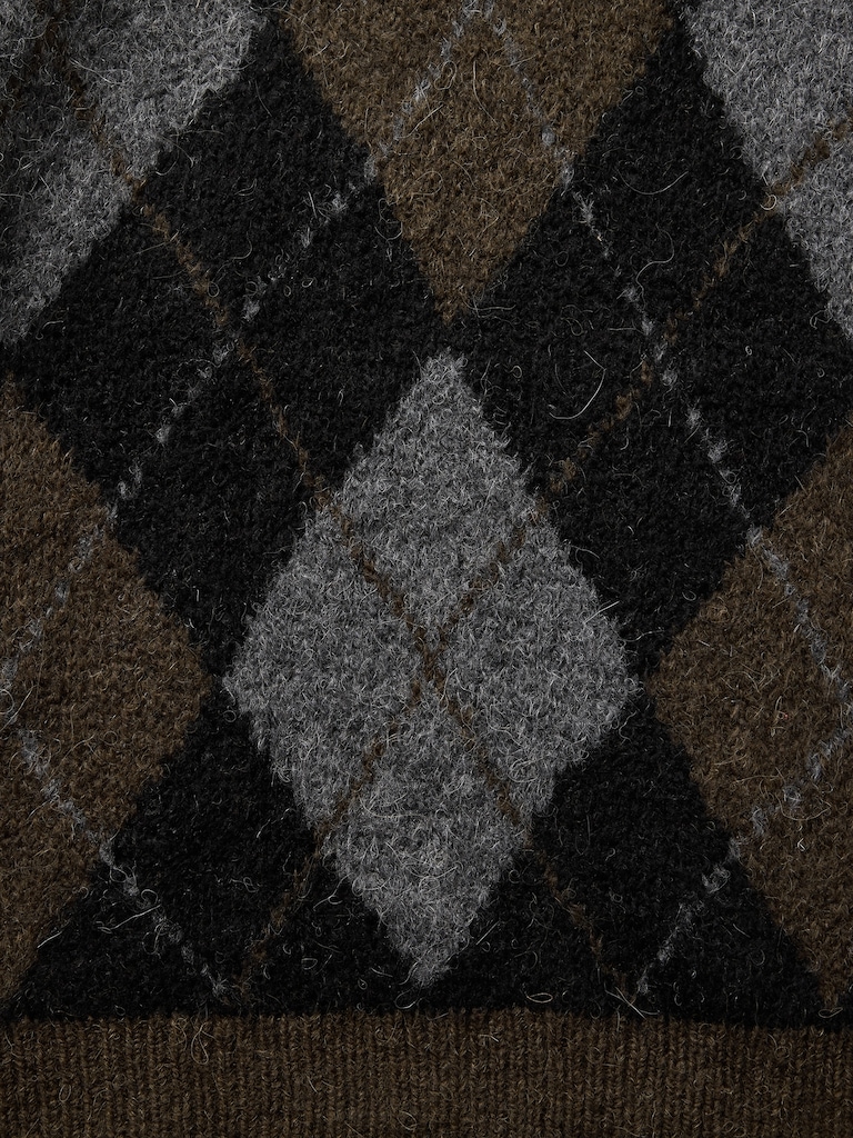 Kids Brushed Argyle V-Neck Sweater