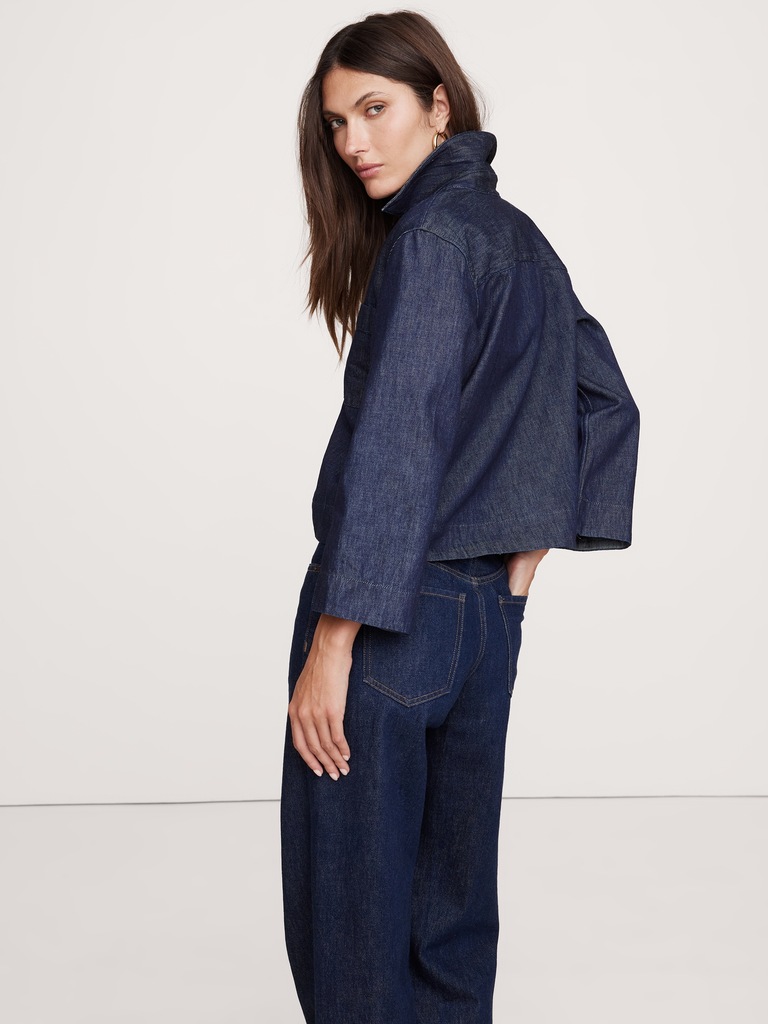 Haut court en denim italien