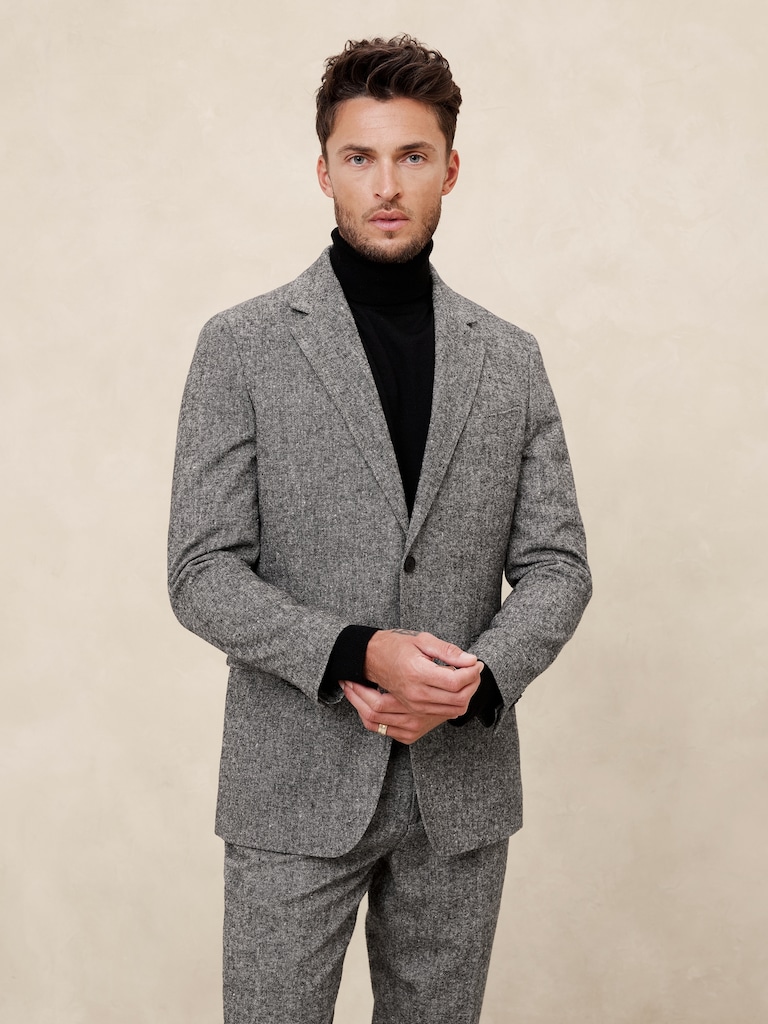 Tailored-Fit Donegal Suit Jacket
