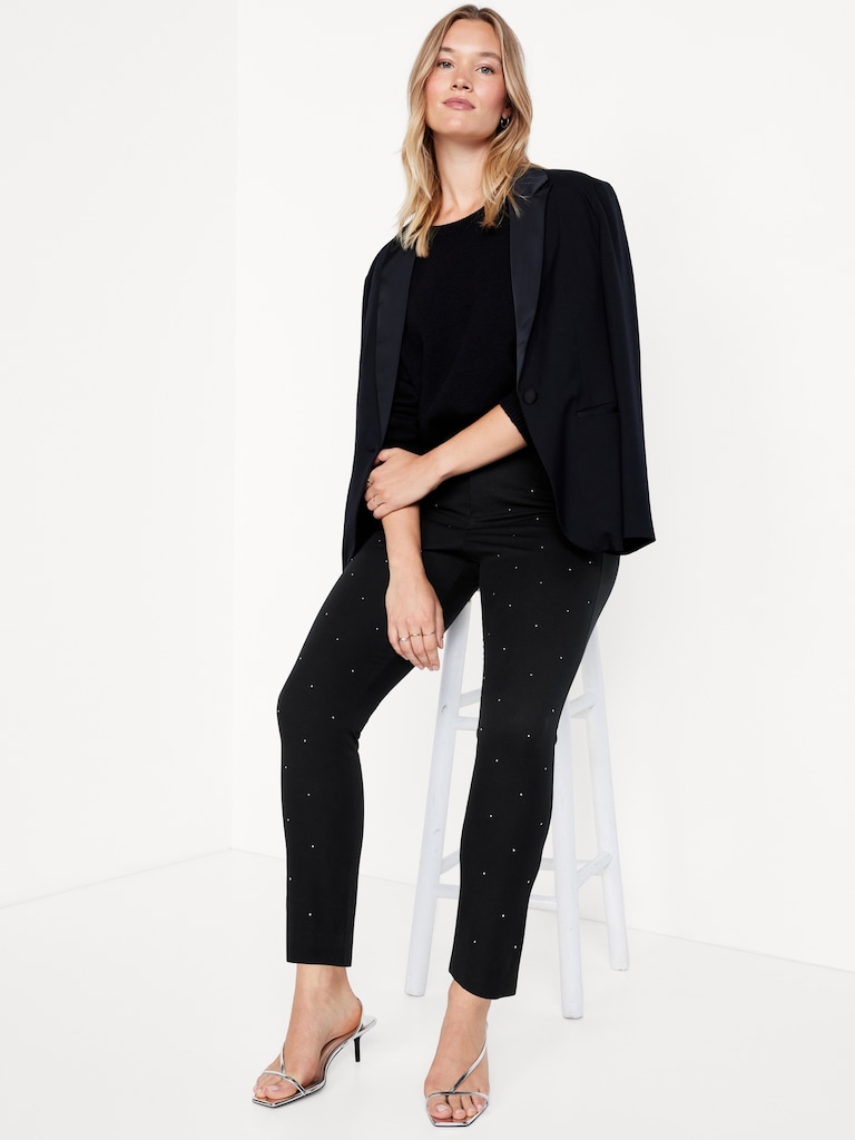 High-Waisted Pixie Skinny Embellished Ankle Pants