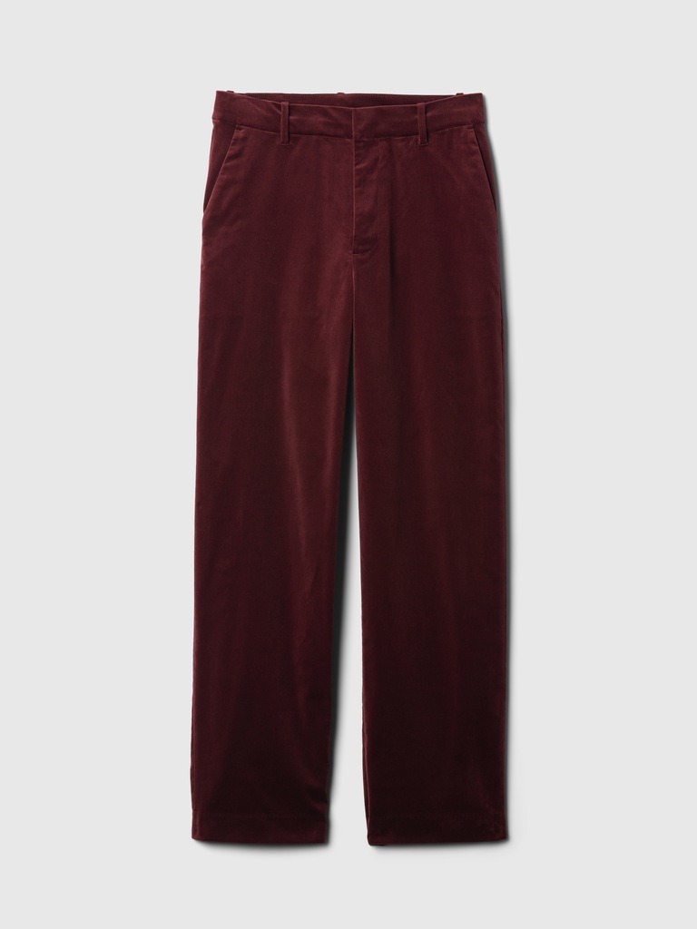 High Rise Velvet Straight Pants