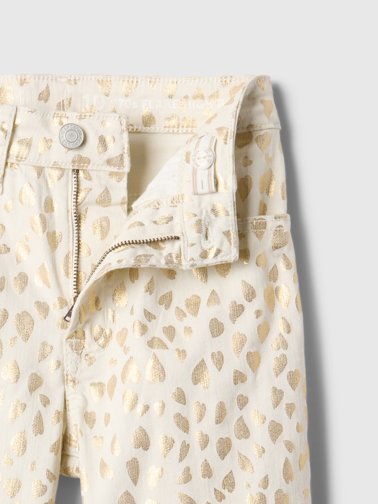 Kids High Rise Leopard Foil '70s Flare Jeans