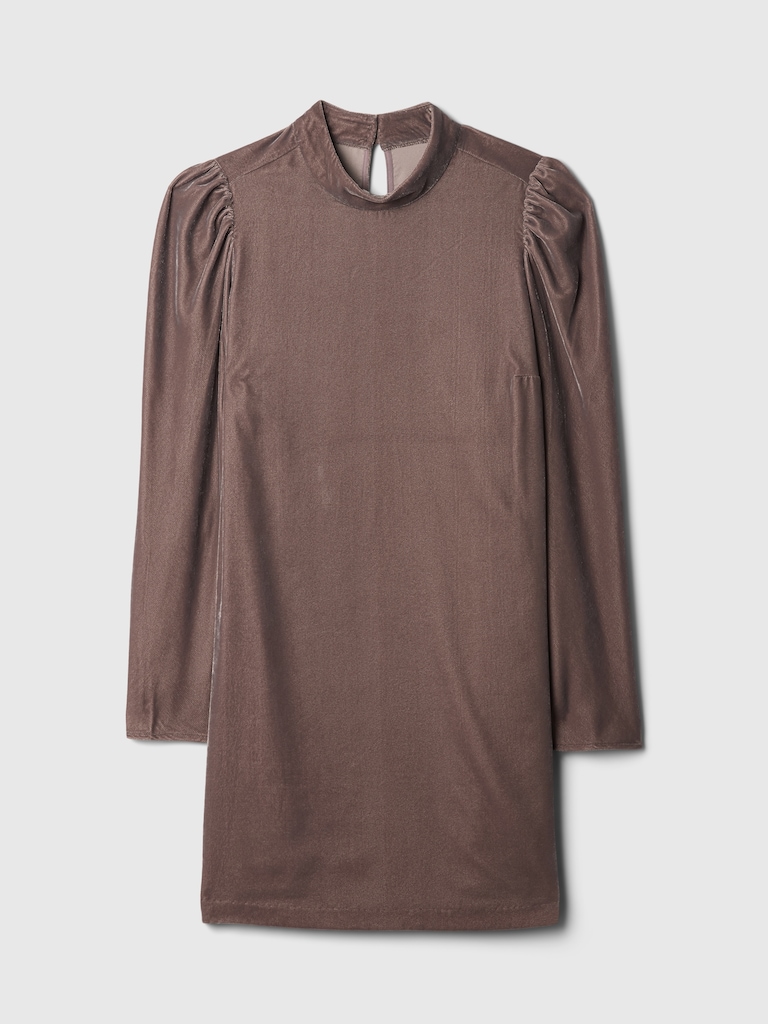 Recycled Velvet Puff-Sleeve Mini Dress