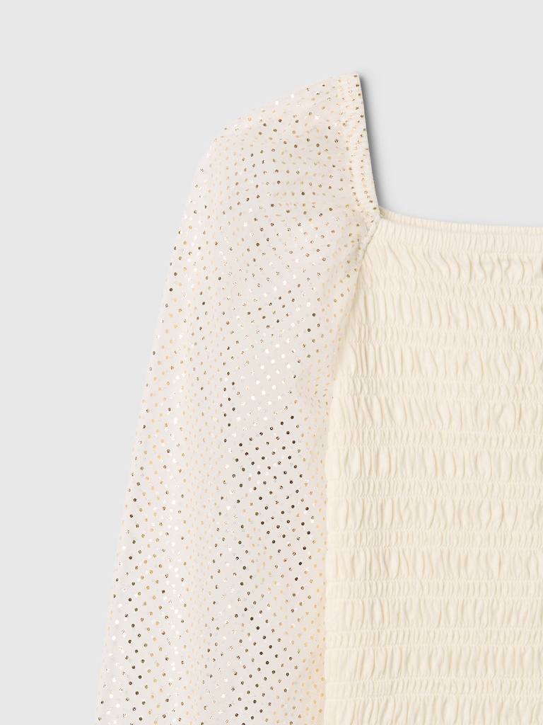 Kids Smocked Puff-Sleeve Top