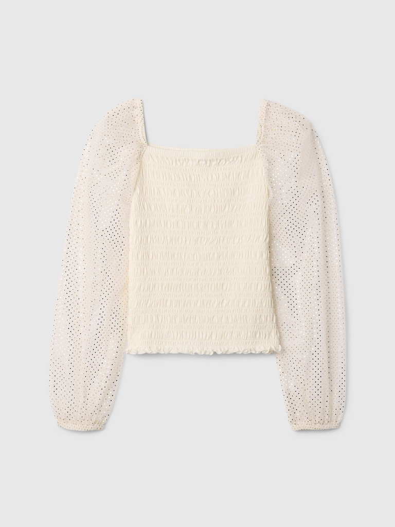 Kids Smocked Puff-Sleeve Top