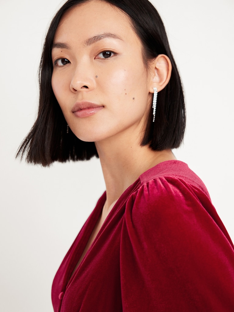 Waist-Defined Velvet Peplum Top