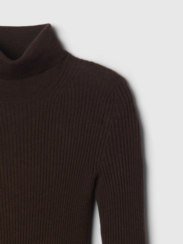 Turtleneck Rib Sweater Midi Dress