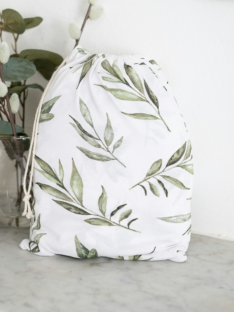 The Gilded Bird Linen Leaves Fitted Crib Sheet
