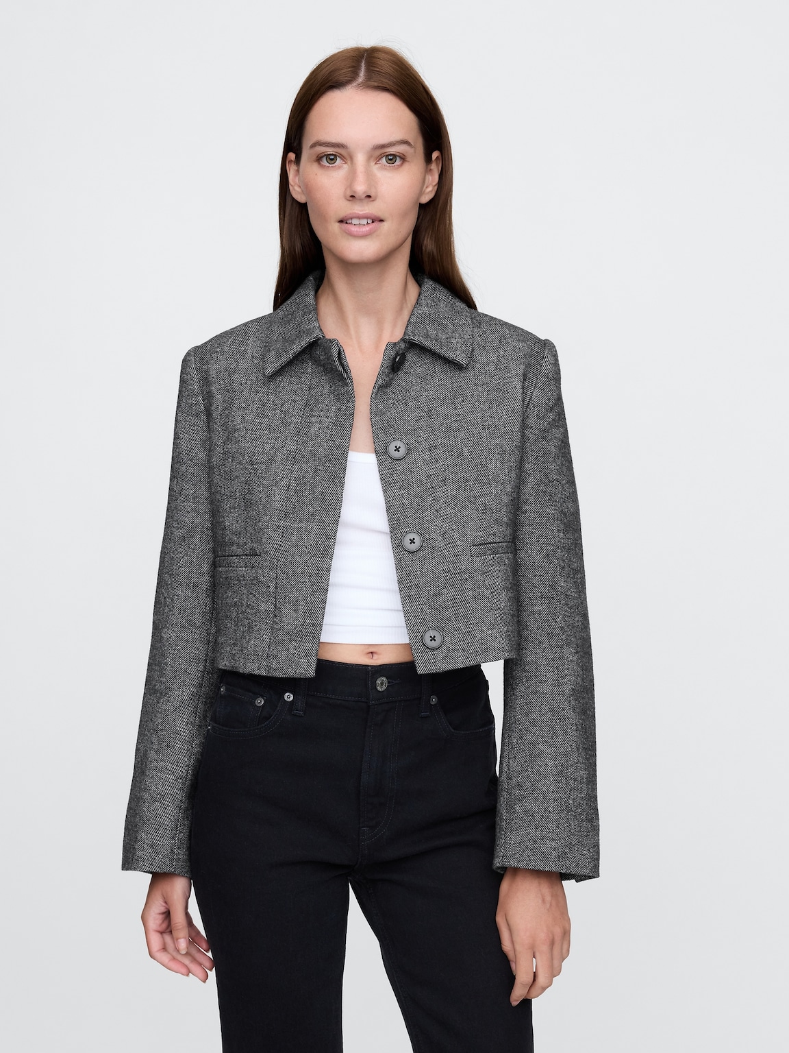 Herringbone Crop Jacket