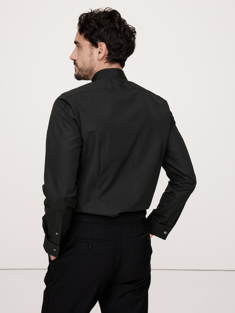 Slim-Fit Cotton Poplin Tuxedo Shirt with Cutaway Collar