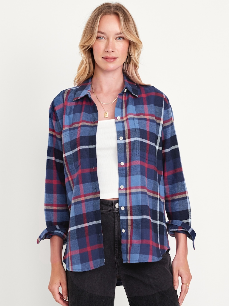 Flannel Boyfriend Button-Down Shirt
