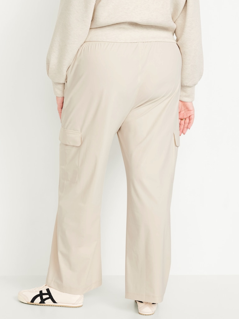High-Waisted SleekTech Wide-Leg Cargo Pants