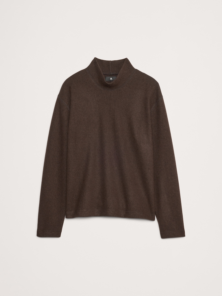 Brushed Mock-Neck Sweatshirt with Wool