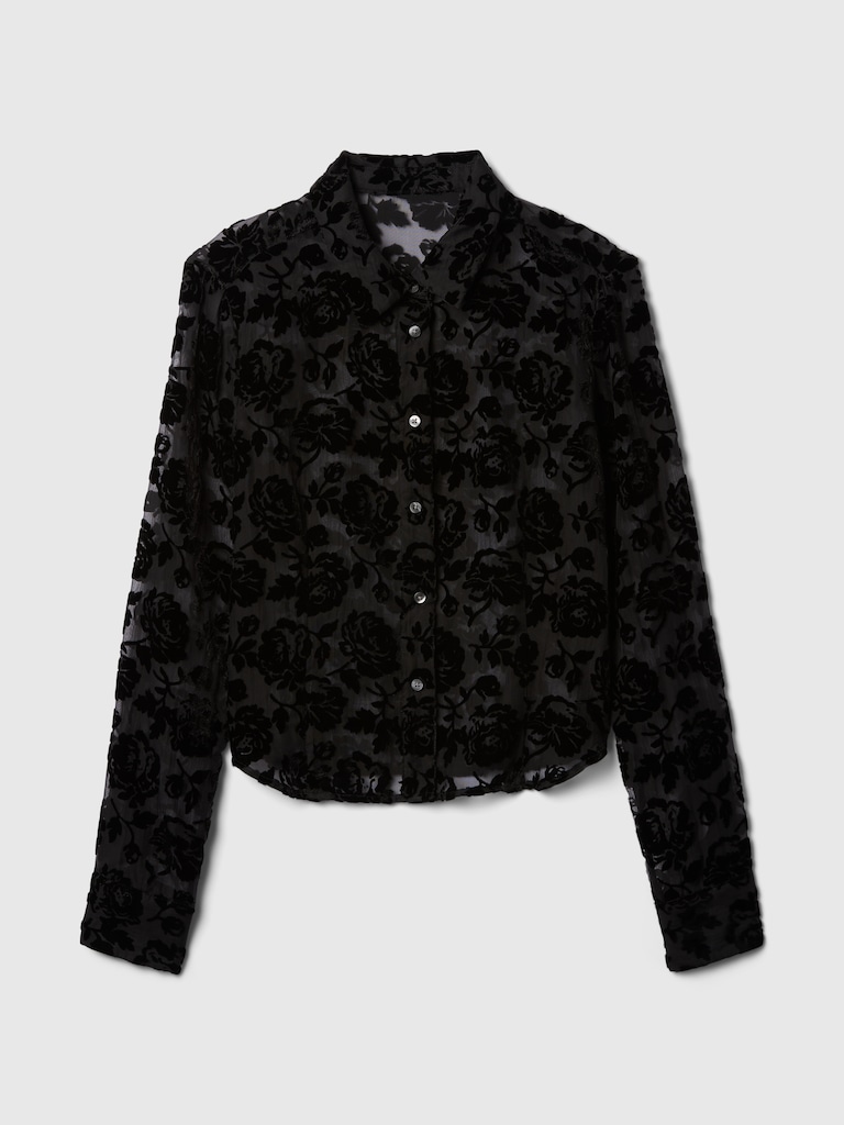 Recycled Velvet Crop Shirt