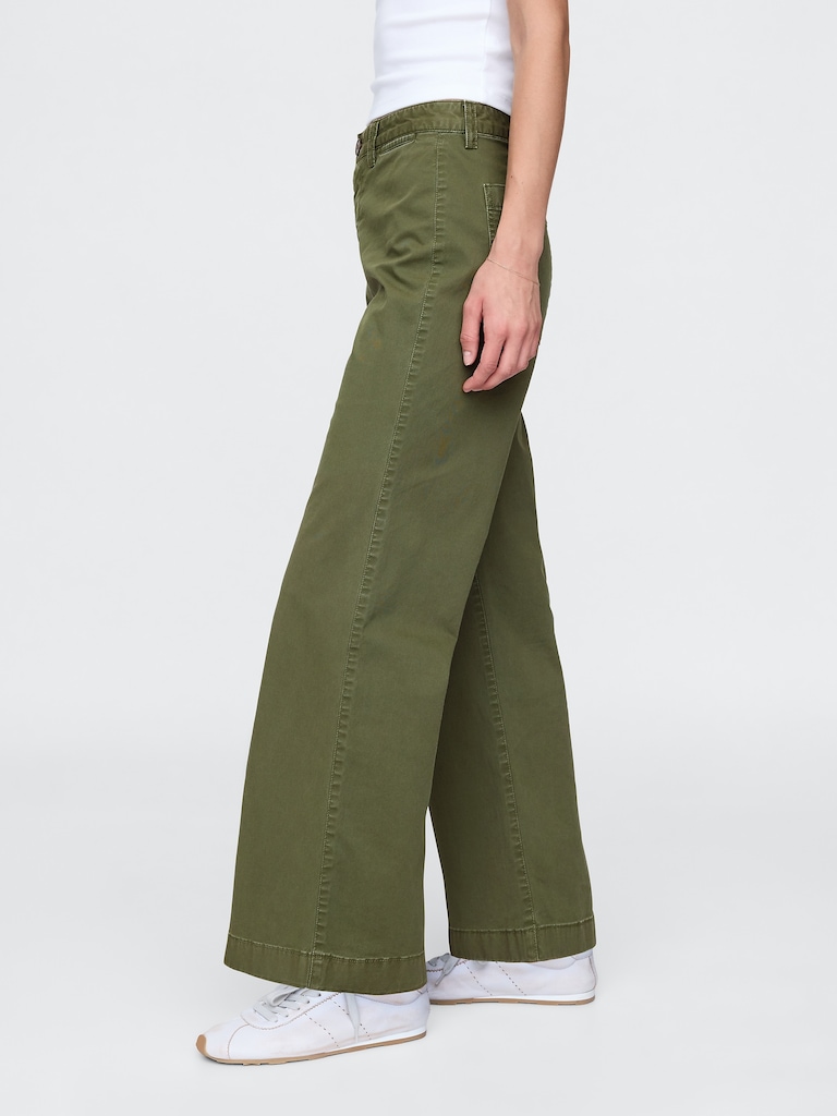 High Rise Stride Wide-Leg Ankle Khakis