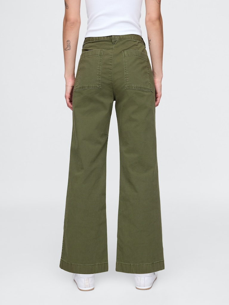 High Rise Stride Wide-Leg Ankle Khakis