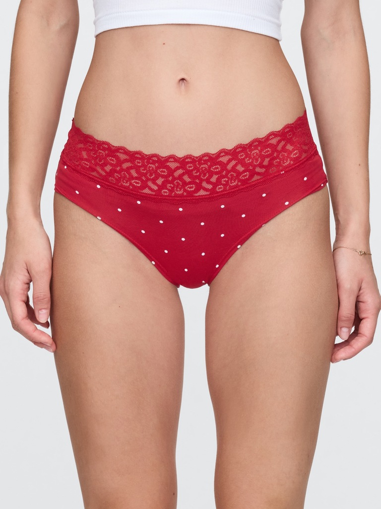 Organic Stretch Cotton Lace-Trim Hipster