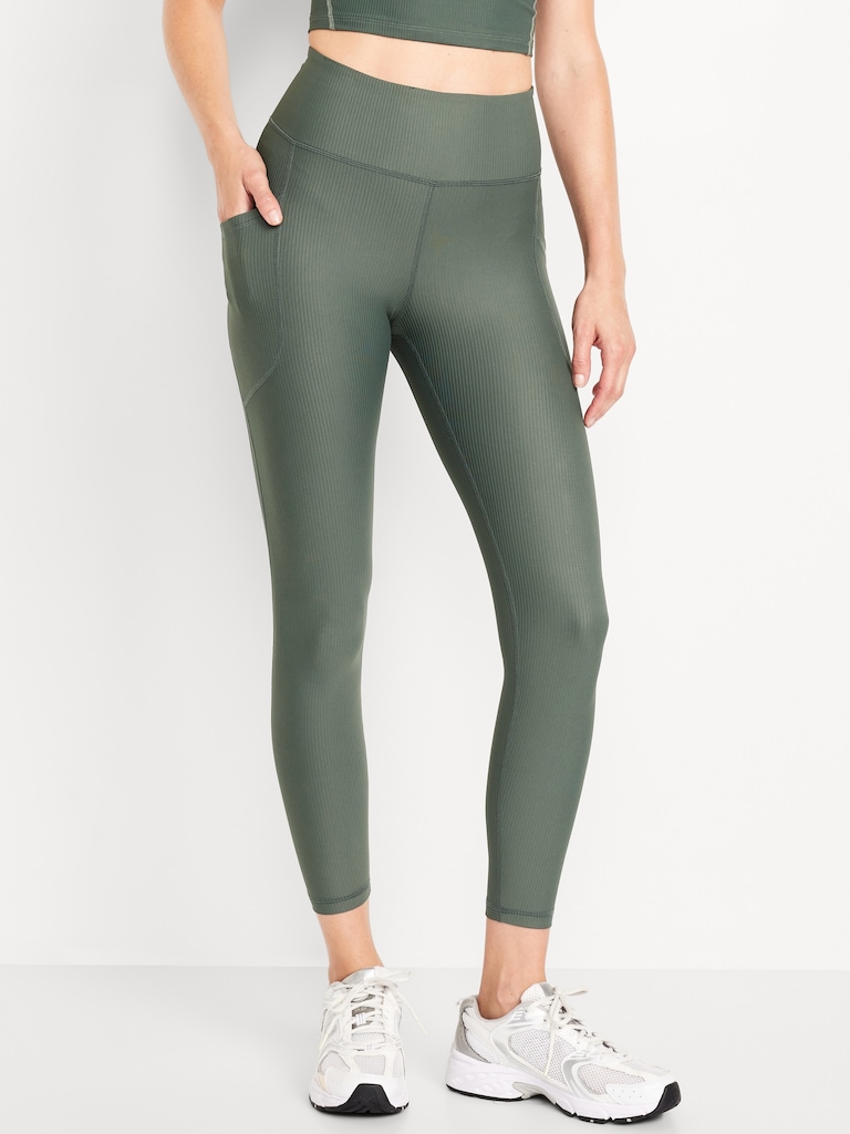 High-Waisted PowerSoft Ribbed Pocket Leggings