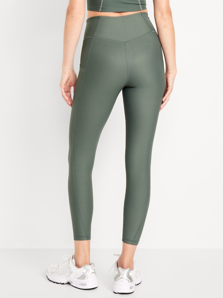 High-Waisted PowerSoft Ribbed Pocket Leggings