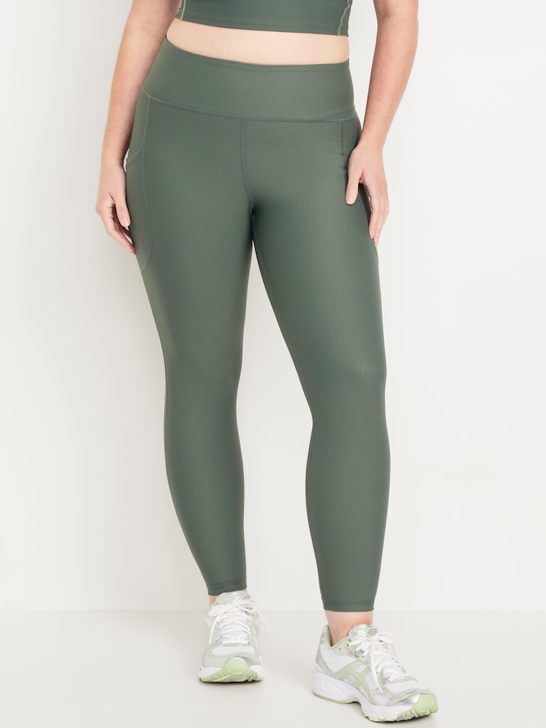 High-Waisted PowerSoft Ribbed Pocket Leggings
