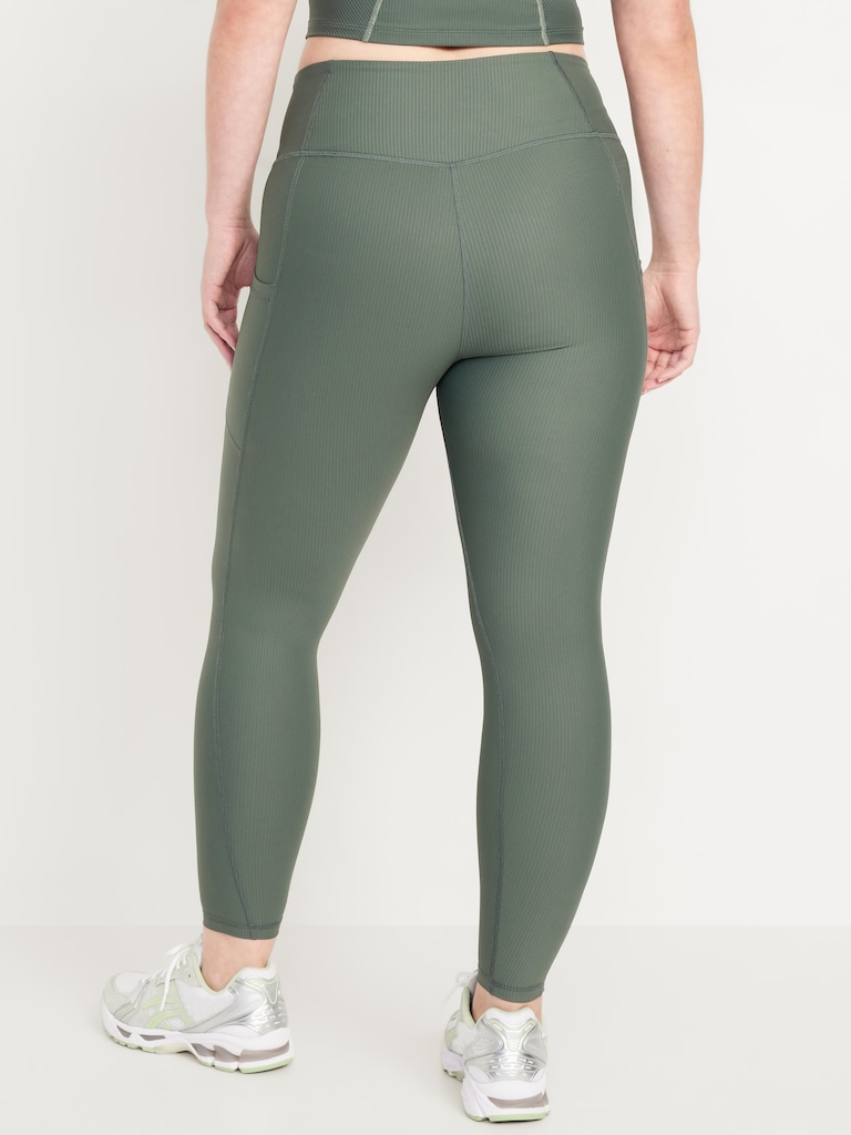 High-Waisted PowerSoft Ribbed Pocket Leggings