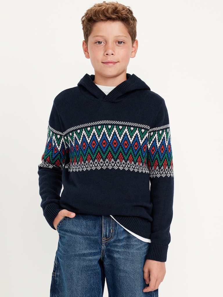 Fair Isle Pullover Hoodie for Boys