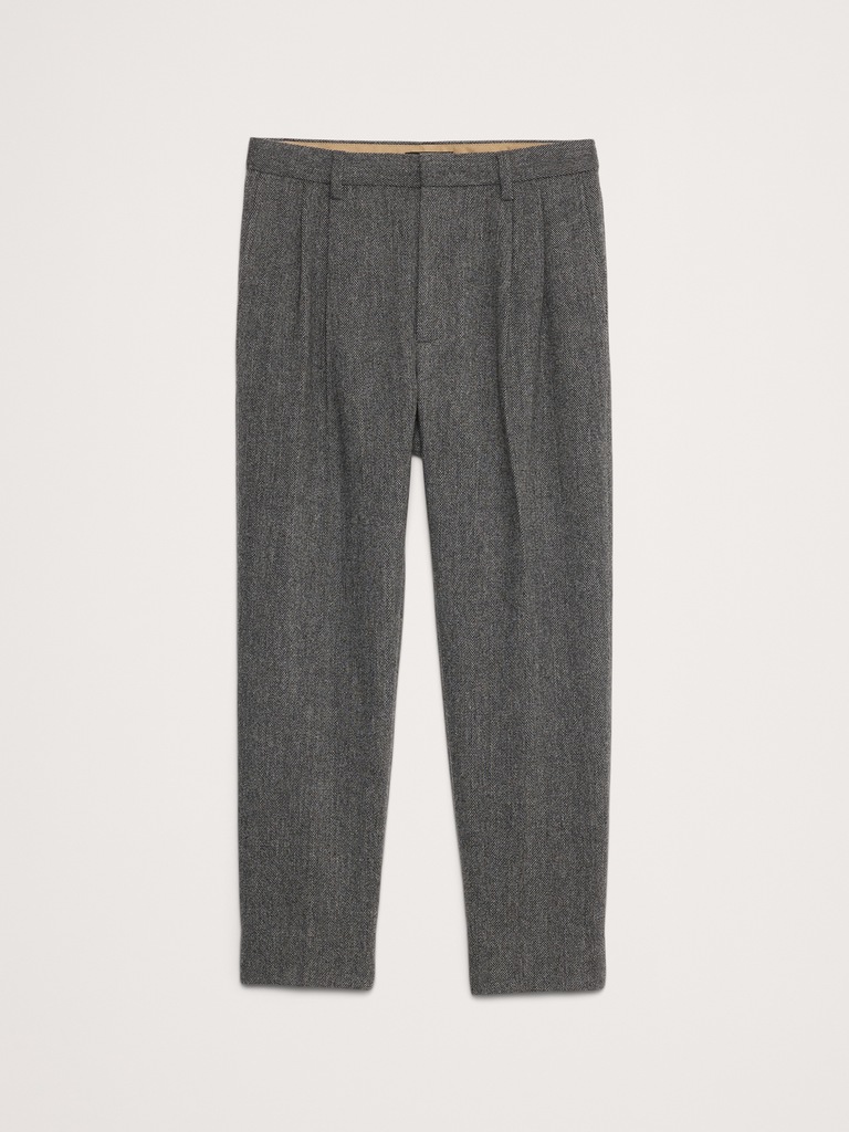 Wool-Blend Pleated Pant