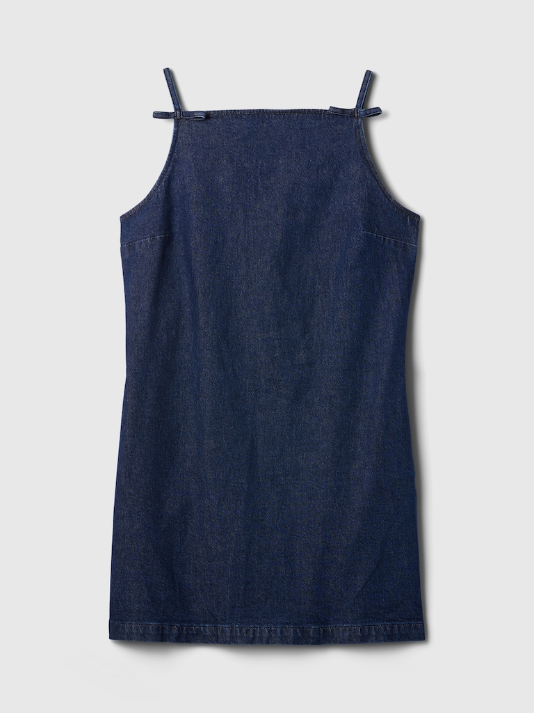 Square-Neck Denim Mini Dress