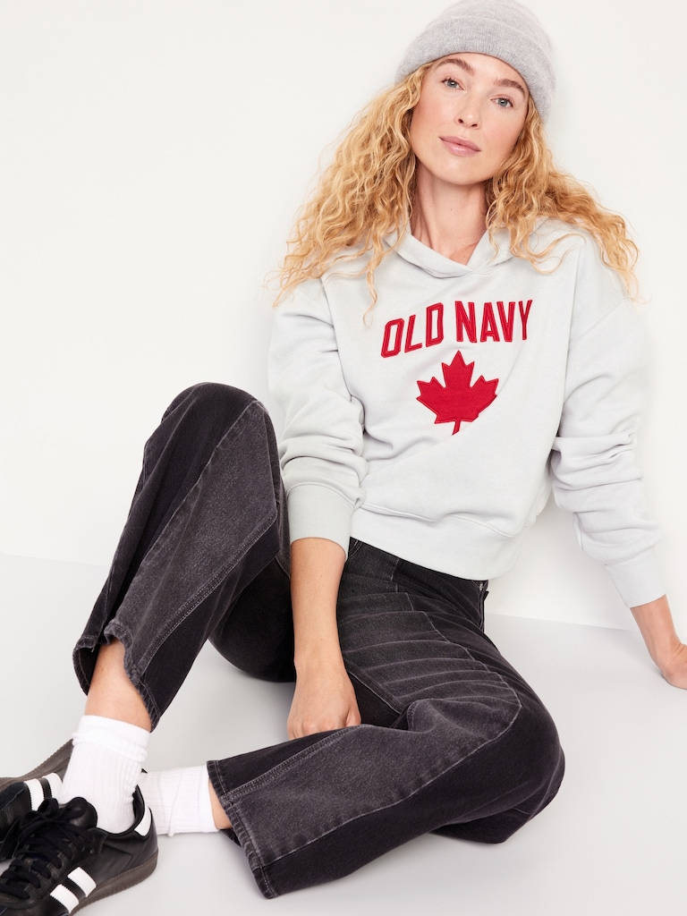Oversized Canada Logo-Graphic Hoodie