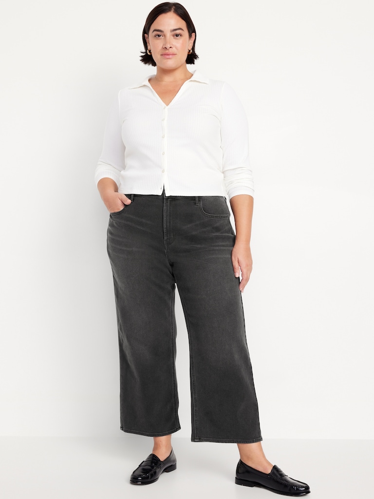 High-Waisted Wow Crop Wide-Leg Jeans