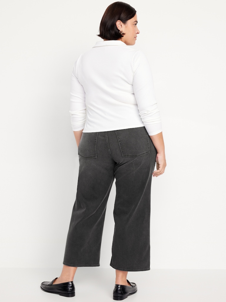 High-Waisted Wow Crop Wide-Leg Jeans